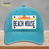 Beach House California Novelty License Plate Hat Unconstructed Cotton / Lake Blue