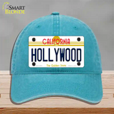 Hollywood California Novelty License Plate Hat Unconstructed Cotton / Lake Blue