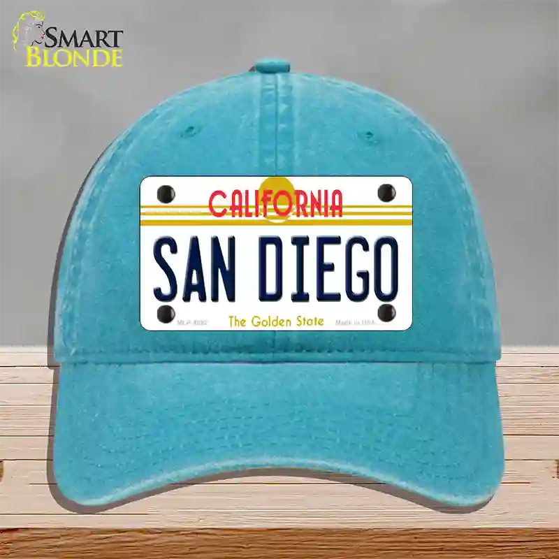 San Diego California Novelty License Plate Hat Unconstructed Cotton / Lake Blue