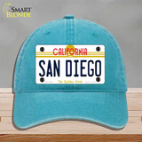 San Diego California Novelty License Plate Hat Unconstructed Cotton / Lake Blue