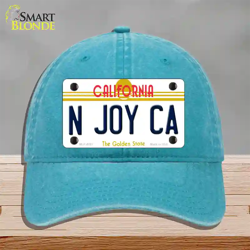 N Joy Ca California Novelty License Plate Hat Unconstructed Cotton / Lake Blue