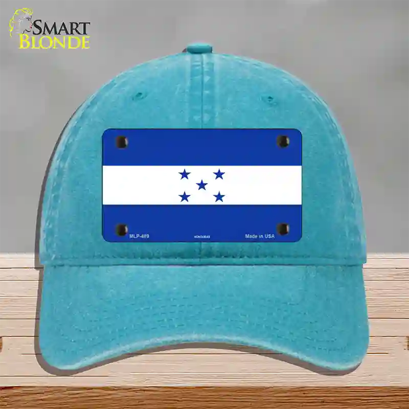 Honduras Flag Novelty License Plate Hat Unconstructed Cotton / Lake Blue