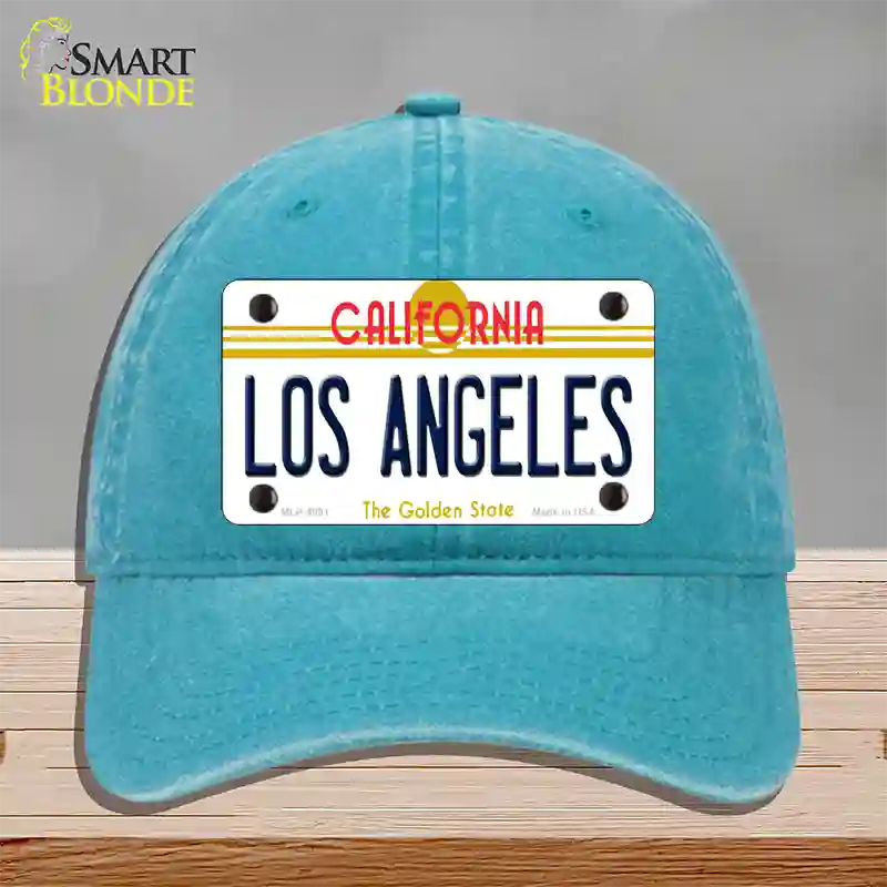 Los Angeles California State Novelty License Plate Hat Unconstructed Cotton / Lake Blue