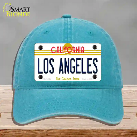 Los Angeles California State Novelty License Plate Hat Unconstructed Cotton / Lake Blue