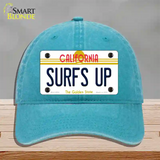 Surfs Up California Novelty License Plate Hat Unconstructed Cotton / Lake Blue