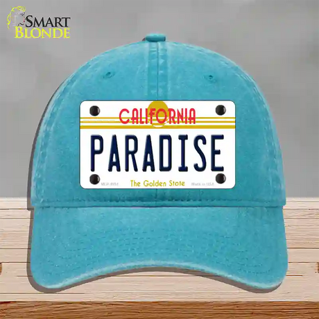 Paradise California Novelty License Plate Hat Unconstructed Cotton / Lake Blue