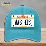 Was His California Novelty License Plate Hat Unconstructed Cotton / Lake Blue