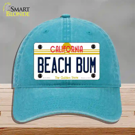 Beach Bum California Novelty License Plate Hat Unconstructed Cotton / Lake Blue