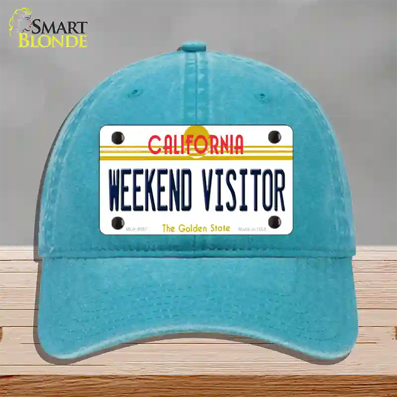 Weekend Vistor California Novelty License Plate Hat Unconstructed Cotton / Lake Blue