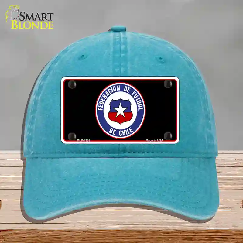 Federacion De Futbol De Chili Flag Novelty License Plate Hat Unconstructed Cotton / Lake Blue