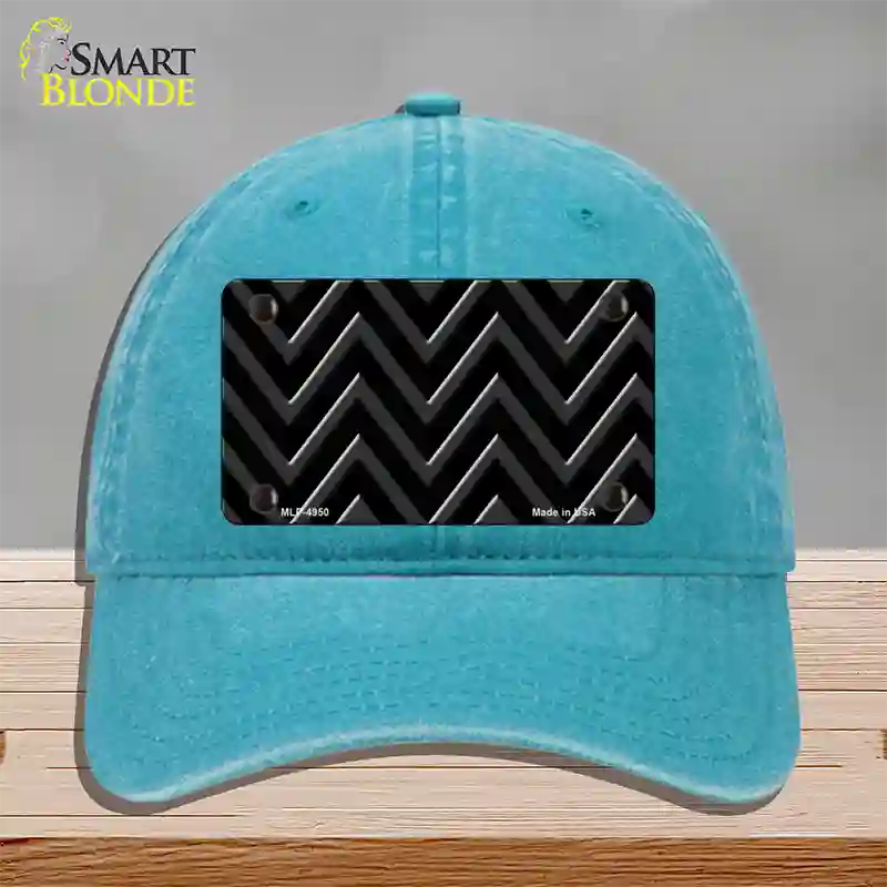 Black Light Black Large Chevron Novelty License Plate Hat Unconstructed Cotton / Lake Blue