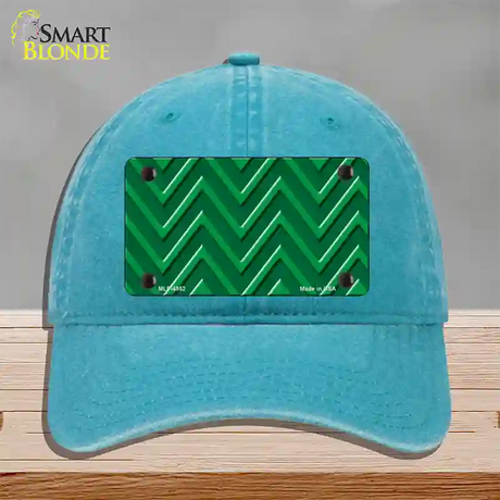 Green Light Green Large Chevron Novelty License Plate Hat Unconstructed Cotton / Lake Blue