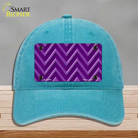 Purple Light Purple Large Chevron Novelty License Plate Hat Unconstructed Cotton / Lake Blue