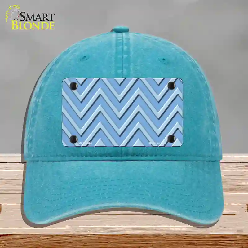 Light Blue Lighter Blue Large Chevron Novelty License Plate Hat Unconstructed Cotton / Lake Blue