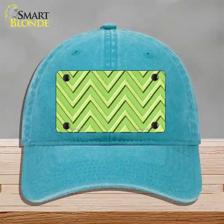 Lime Green Lighter Lime Green Large Chevron Novelty License Plate Hat Unconstructed Cotton / Lake Blue