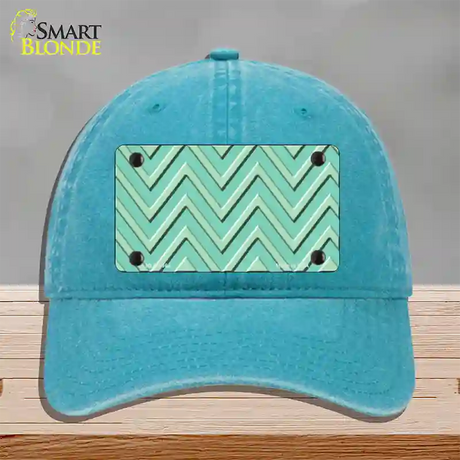 Mint Light Mint Large Chevron Novelty License Plate Hat Unconstructed Cotton / Lake Blue