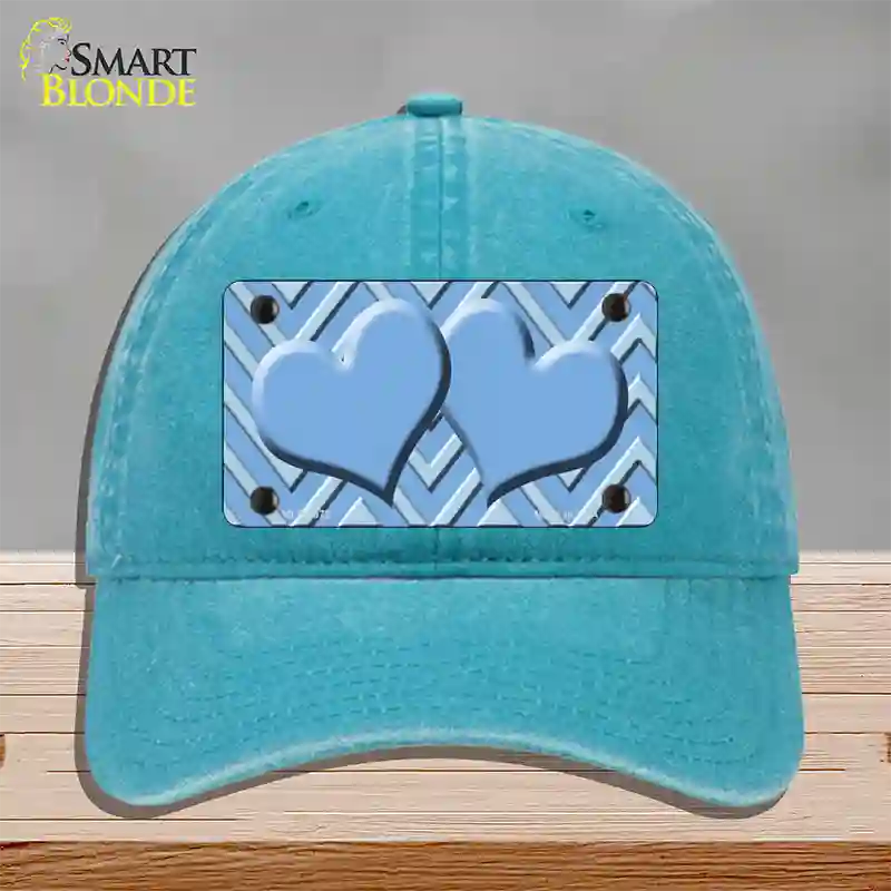 Light Blue Lighter Blue Heart Large Chevron Novelty License Plate Hat Unconstructed Cotton / Lake Blue