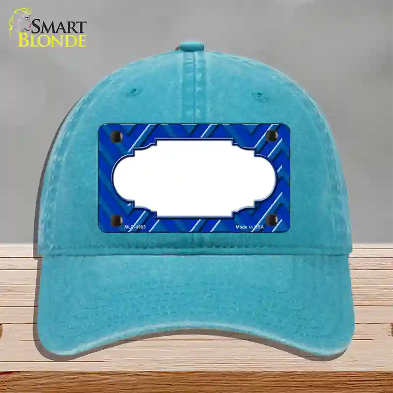 Blue Light Blue Scallop Large Chevron Novelty License Plate Hat Unconstructed Cotton / Lake Blue