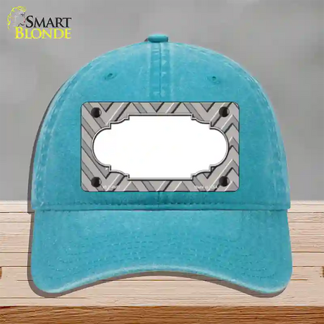 Grey Light Grey Scallop Large Chevron Novelty License Plate Hat Unconstructed Cotton / Lake Blue