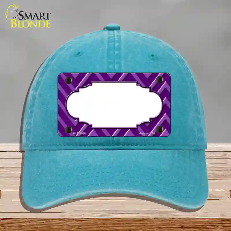 Purple Light Purple Scallop Large Chevron Novelty License Plate Hat Unconstructed Cotton / Lake Blue