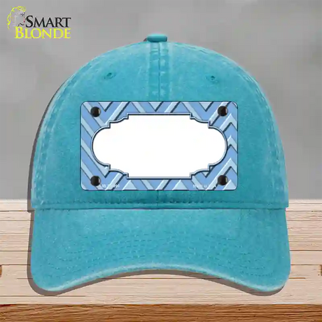 Light Blue Lighter Blue Scallop Large Chevron Novelty License Plate Hat Unconstructed Cotton / Lake Blue