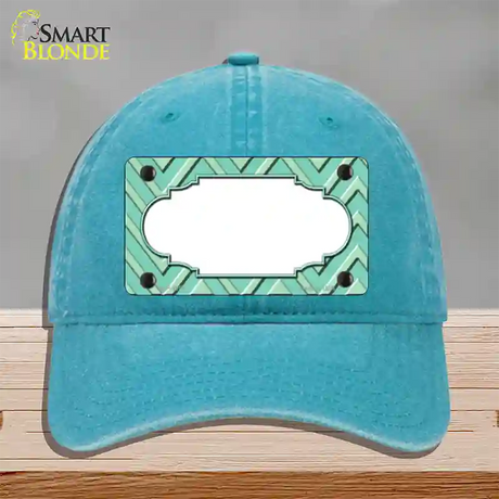 Mint Light Mint Scallop Large Chevron Novelty License Plate Hat Unconstructed Cotton / Lake Blue