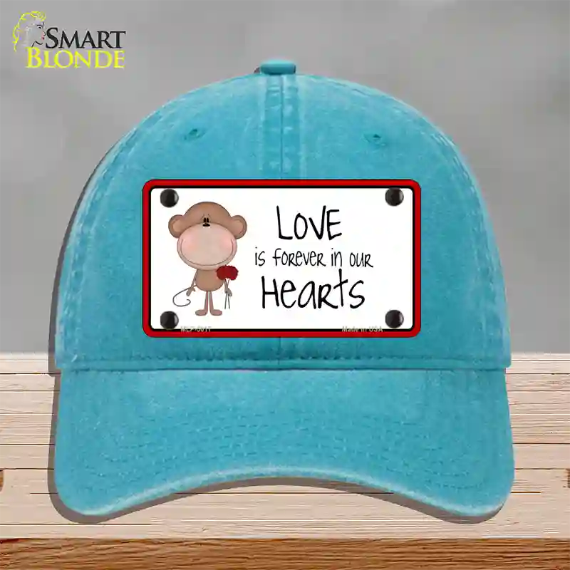 Love In Our Hearts Novelty License Plate Hat Unconstructed Cotton / Lake Blue