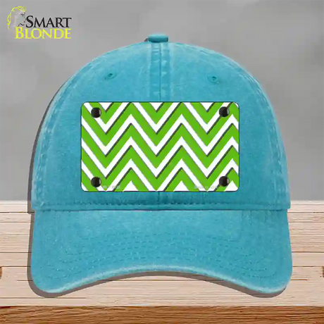 Kelly Green White Chevron Novelty License Plate Hat Unconstructed Cotton / Lake Blue