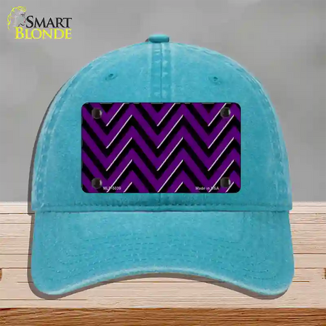 Purple Black Chevron Novelty License Plate Hat Unconstructed Cotton / Lake Blue