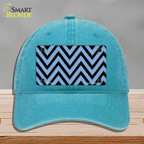 Light Blue Black Chevron Novelty License Plate Hat Unconstructed Cotton / Lake Blue