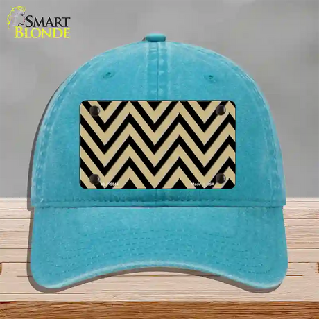 Gold Black Chevron Novelty License Plate Hat Unconstructed Cotton / Lake Blue