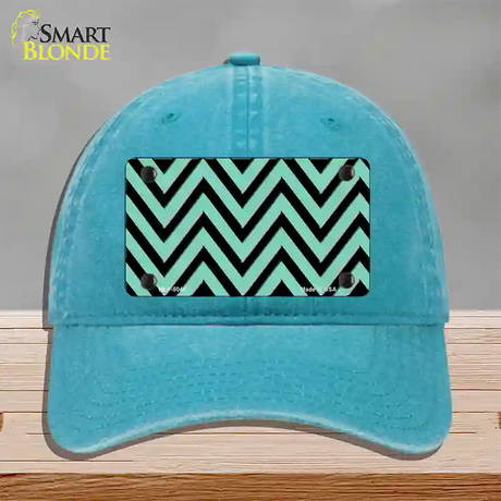 Mint Black Chevron Novelty License Plate Hat Unconstructed Cotton / Lake Blue