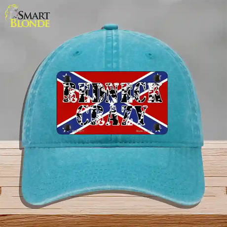 Redneck Crazy Novelty License Plate Hat Unconstructed Cotton / Lake Blue