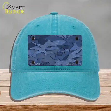 Camouflage Solid Blue Novelty License Plate Hat Unconstructed Cotton / Lake Blue