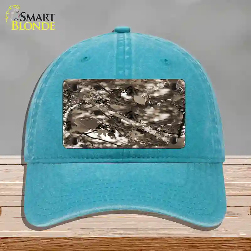 Leaf Camouflage Novelty License Plate Hat Unconstructed Cotton / Lake Blue