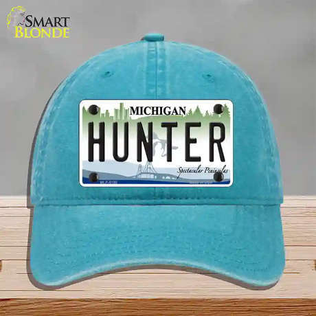 Hunter Michigan State Novelty License Plate Hat Unconstructed Cotton / Lake Blue