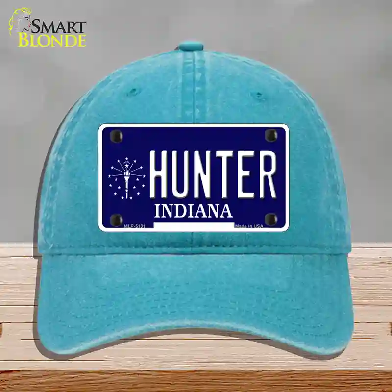 Hunter Indiana State Novelty License Plate Hat Unconstructed Cotton / Lake Blue