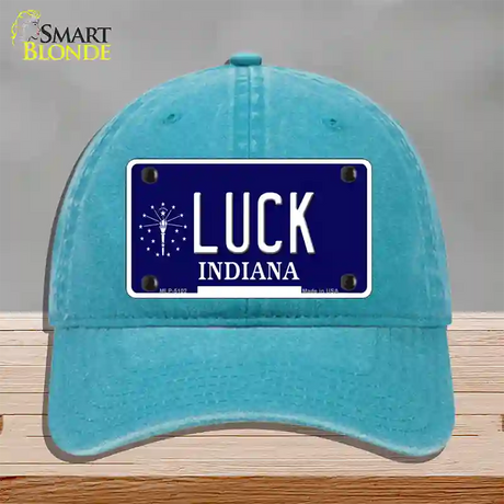 Luck Indiana State Novelty License Plate Hat Unconstructed Cotton / Lake Blue