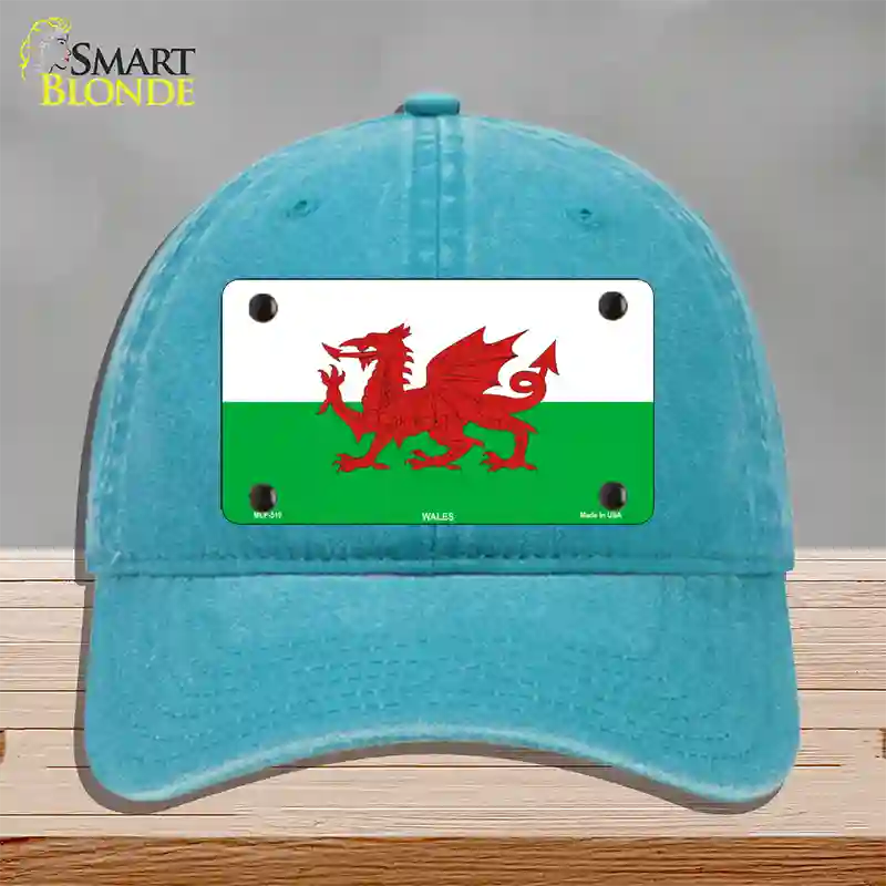 Wales Flag Novelty License Plate Hat Unconstructed Cotton / Lake Blue