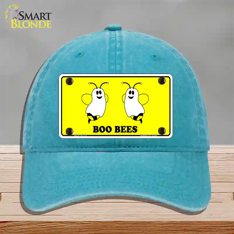 Boo Bees Novelty License Plate Hat Unconstructed Cotton / Lake Blue