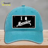 I Love Moonshine Novelty License Plate Hat Unconstructed Cotton / Lake Blue