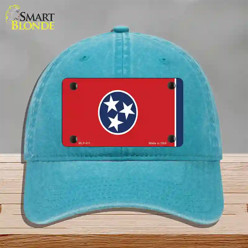 Tennessee State Flag Novelty License Plate Hat Unconstructed Cotton / Lake Blue