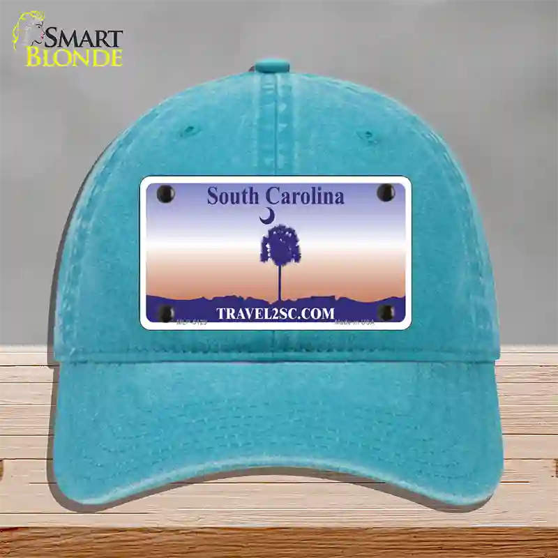 South Carolina Blank Novelty License Plate Hat Unconstructed Cotton / Lake Blue