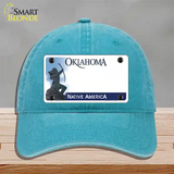 Oklahoma Native America State Blank Novelty License Plate Hat Unconstructed Cotton / Lake Blue