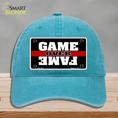 Game Over Fame Novelty License Plate Hat Unconstructed Cotton / Lake Blue