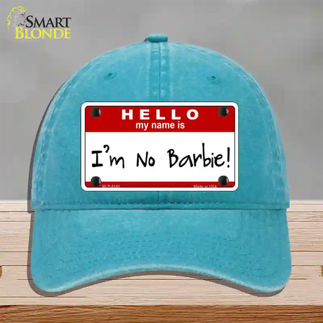 Im No Barbie Novelty License Plate Hat Unconstructed Cotton / Lake Blue