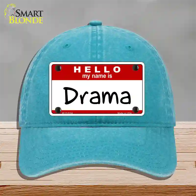 My Name Is Drama Novelty License Plate Hat Unconstructed Cotton / Lake Blue