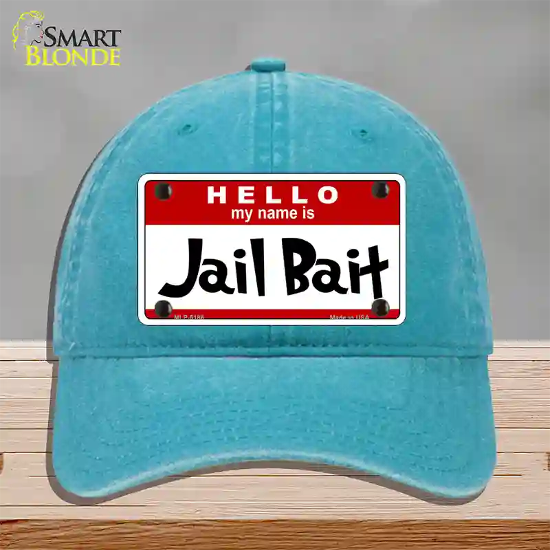 Jail Bait Novelty License Plate Hat Unconstructed Cotton / Lake Blue