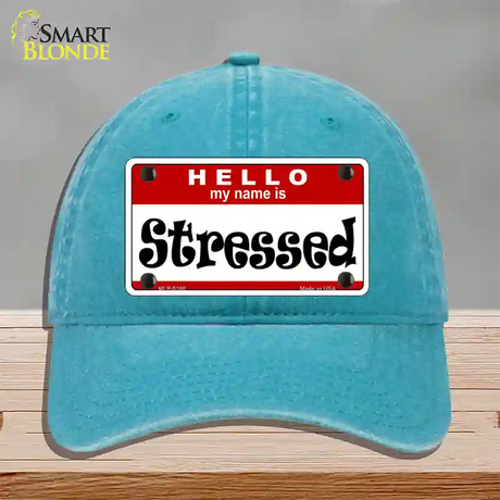 Stressed Novelty License Plate Hat Unconstructed Cotton / Lake Blue