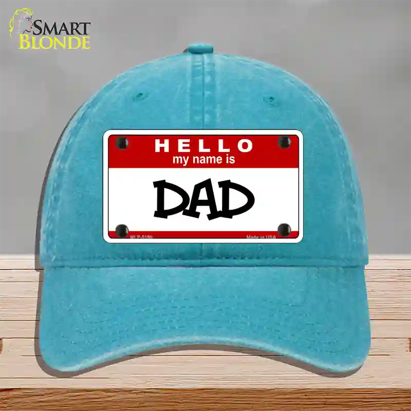 Dad Novelty License Plate Hat Unconstructed Cotton / Lake Blue